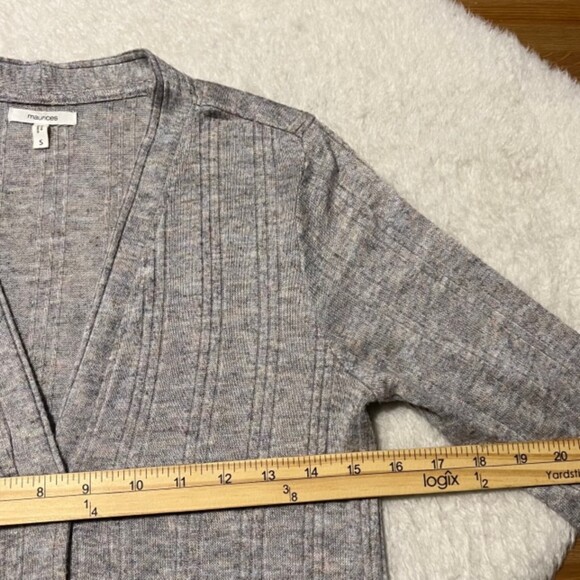 Maurices Womens Gray Button Front Long Sleeve Long Cardigan Side Slits Sz Small - Picture 11 of 12